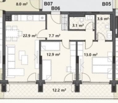 Тристаен апартамент, Овча купел 2 — Ап. В05 (110.74 кв.м) - снимка 2