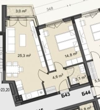 Двустаен апартамент, Овча купел 2 — Ап. Б43 (70.89 кв.м) - снимка 3